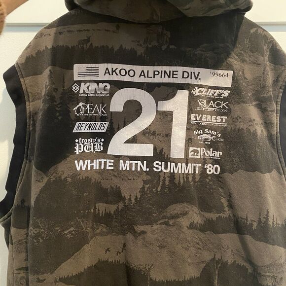 Akoo Brand Jacket Vest Men XXL Green Camo Full Zip White Mtn Summit 1980 #21 - Picture 3 of 16